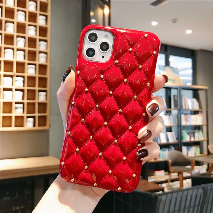 Compatible with Apple, Small Fragrance Leather Case Iphone Max Mobile Phone Shell Rivets For Apple 8Plus Protection