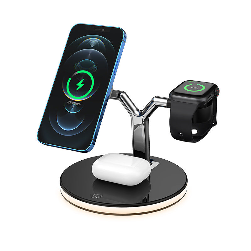 3 în 1 Magnetic Wireless Charger Stand Watch 15W Stație de andocare de încărcare rapidă pentru căști Pro