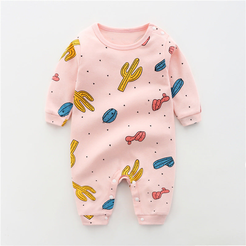 Baby Jumpsuit Spring And Autumn Cotton Baby Romper Romper Long-Sleeved Thin Spring Baby Clothes Bag Fart Clothes Spring Clothes