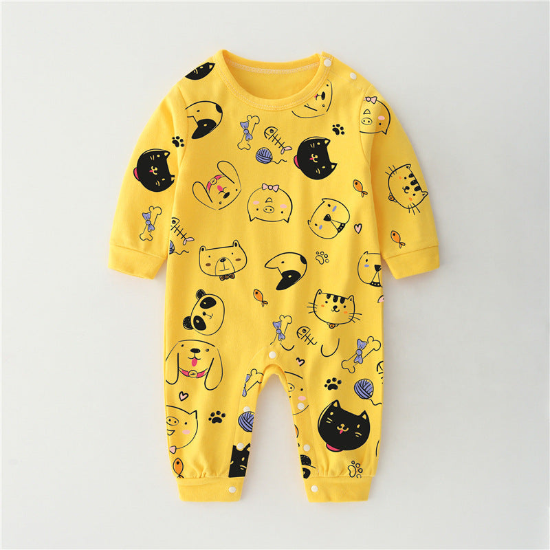 Baby Jumpsuit Spring And Autumn Cotton Baby Romper Romper Long-Sleeved Thin Spring Baby Clothes Bag Fart Clothes Spring Clothes