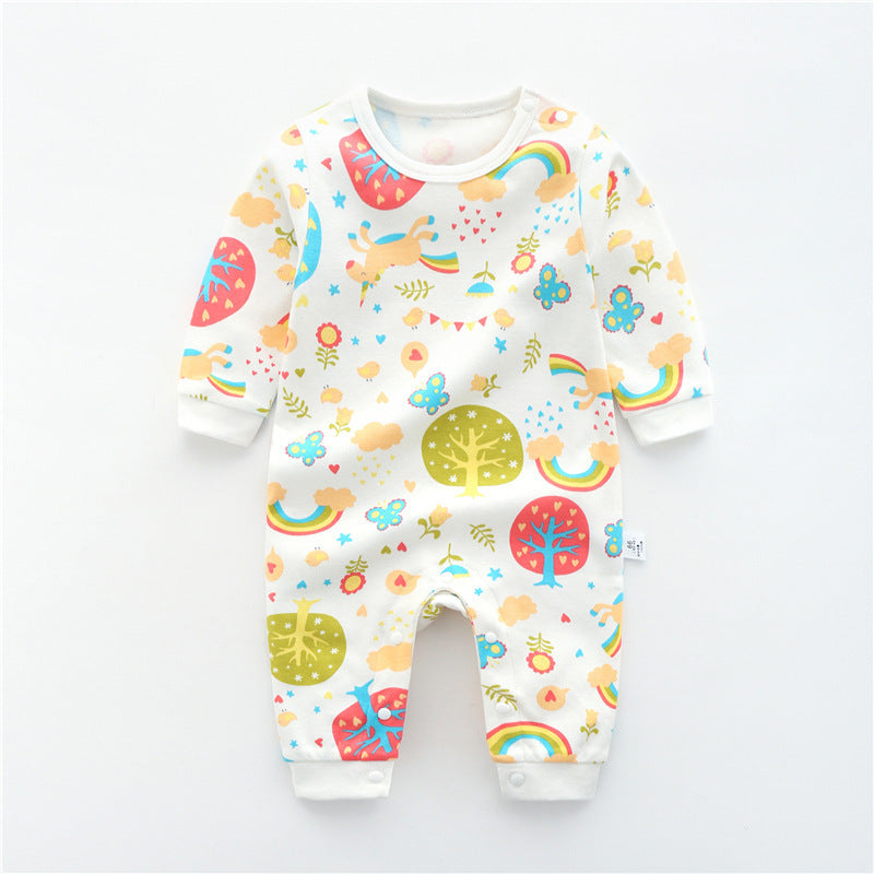 Baby Jumpsuit Spring And Autumn Cotton Baby Romper Romper Long-Sleeved Thin Spring Baby Clothes Bag Fart Clothes Spring Clothes