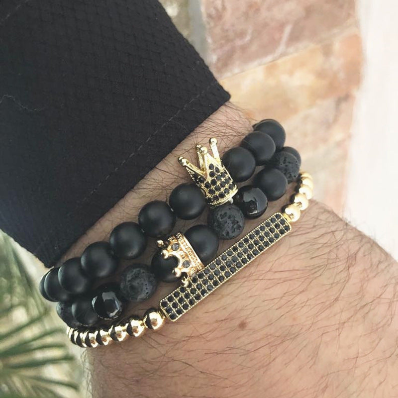 Ensemble de brățări en Perles de Pierre Pour Hommes et Femmes