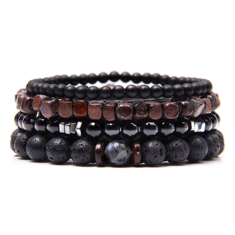 Ensemble De Bracelets En Perles De Pierre Pour Hommes Et Femmes