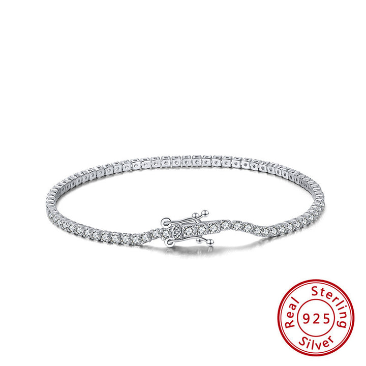 Rinntin S925 Sterling Silver Silver Single Row Brățară de zircon Platinum Diamond Fashion Bijuterii Brățări Diamond Brățări