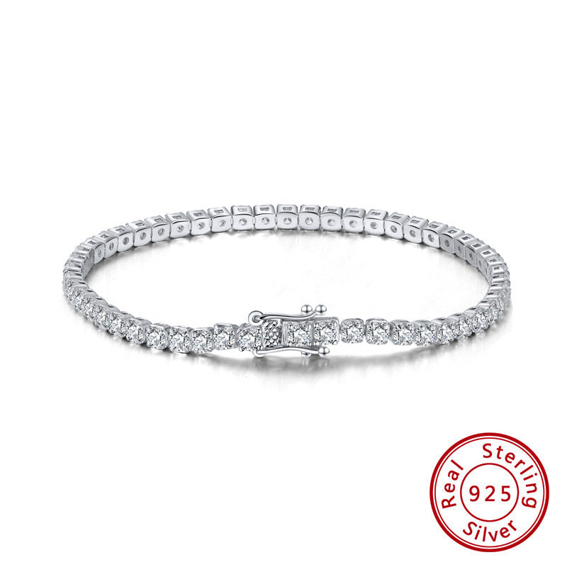 Rinntin S925 Sterling Silver Silver Single Row Brățară de zircon Platinum Diamond Fashion Bijuterii Brățări Diamond Brățări