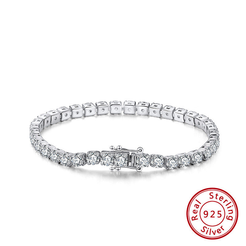 Rinntin S925 Sterling Silver Silver Single Row Brățară de zircon Platinum Diamond Fashion Bijuterii Brățări Diamond Brățări