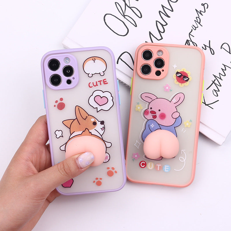 Compatible with Apple , Skin Feel Cartoon Pinch Decompression Mobile Phone Case