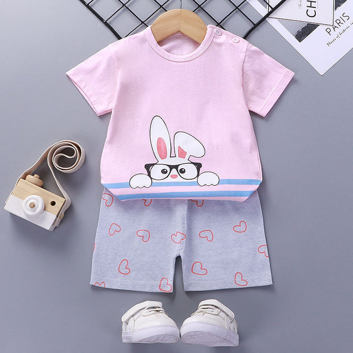 Children'S Short-Sleeved Suit Cotton Baby Summer Baby Clothes