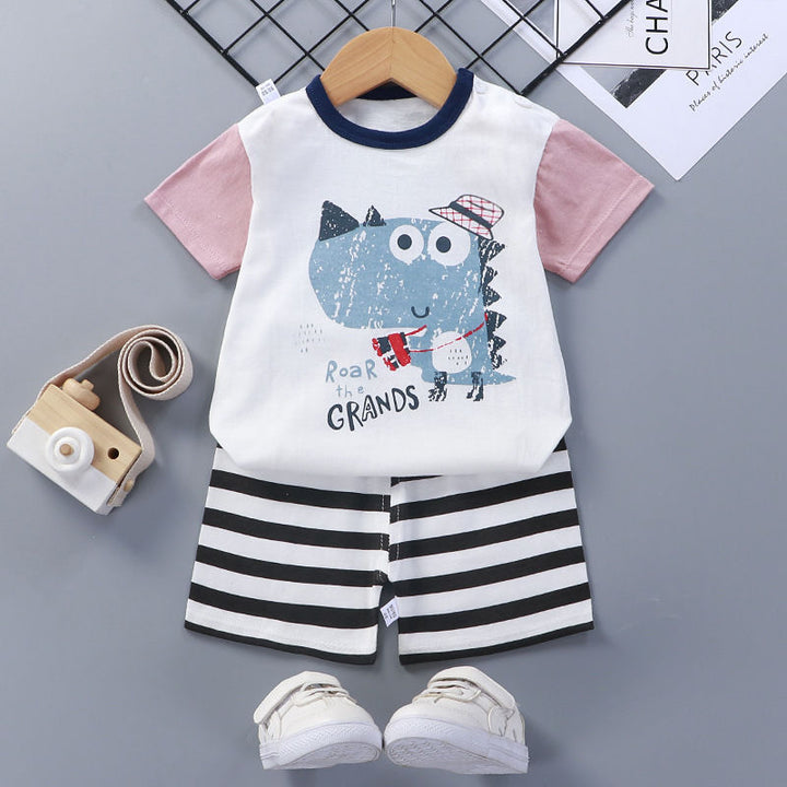 Children'S Short-Sleeved Suit Cotton Baby Summer Baby Clothes