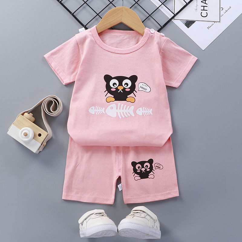 Children'S Short-Sleeved Suit Cotton Baby Summer Baby Clothes