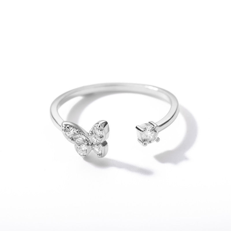 Charm Butterfly Ring For Women Crystal Zircon Rings Gold Silver