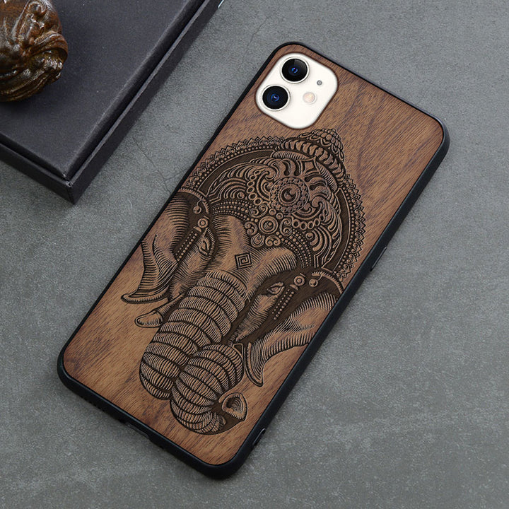 New Product Max Wooden Mobile Phone Case Retro Apple 12mini Anti-fall Protective Cover Creative Application