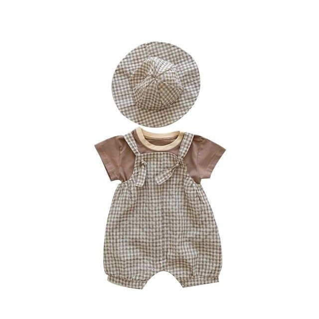 Three-Piece Baby Summer Checkered Sling Set