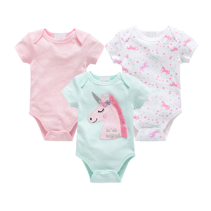 Baby onesies three-piece suit new cotton short-sleeved sweater baby clothes clothes