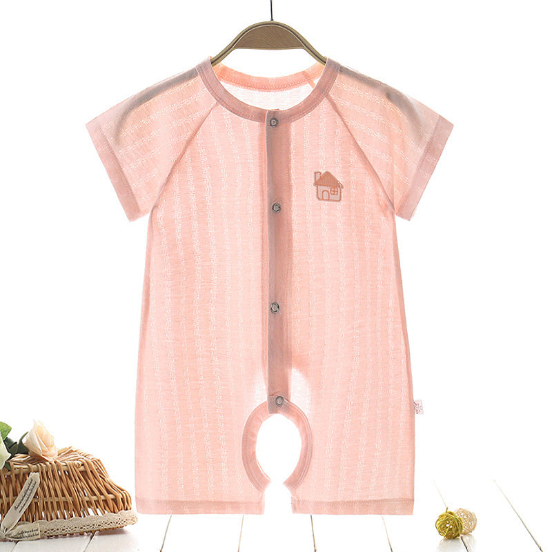 Baby''s one-piece clothes summer thin men''s Harbin clothes pure cotton women''s pajamas summer short sleeve newborn children''s summer clothes