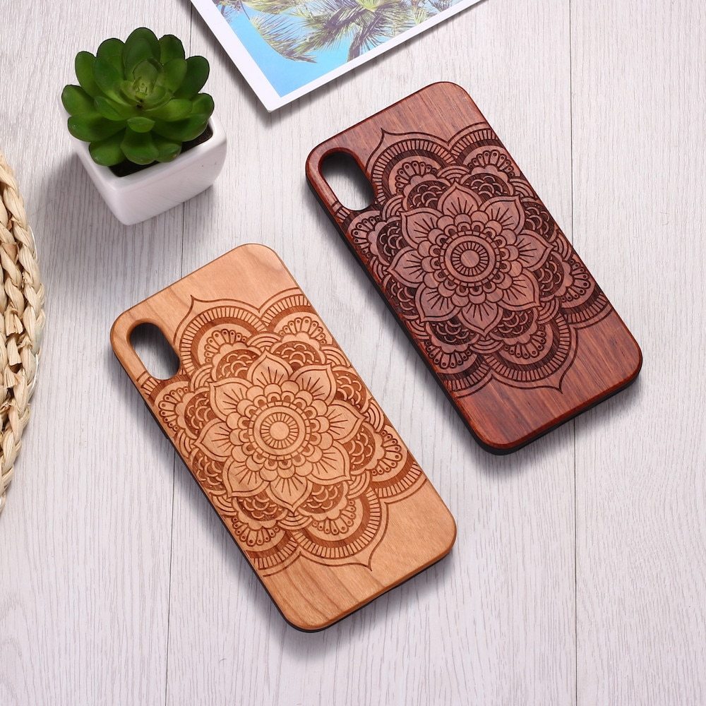 Mandala stick wood tpu phone case