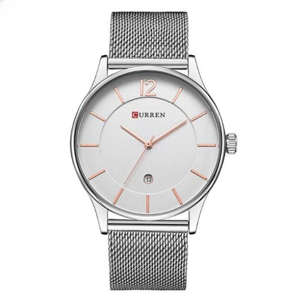 Mesh Belt Simple Large Dial Business Casual Quartz Watch