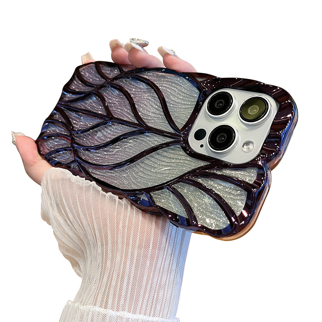 Three-dimensional Leaves Phone Case Light Luxury Electroplating