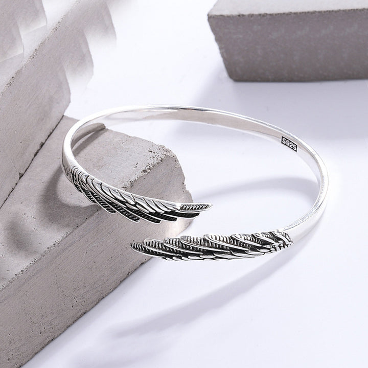 Feather Silver Plated Old Angel Wings Wings Bracelet