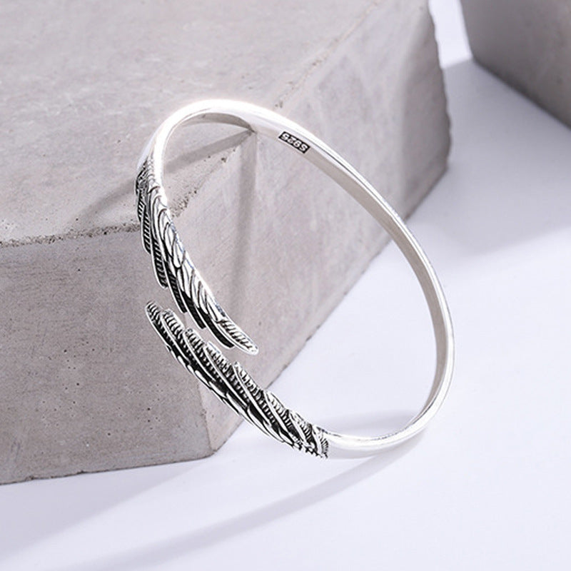 Feather Silver Plated Old Angel Wings Wings Bracelet