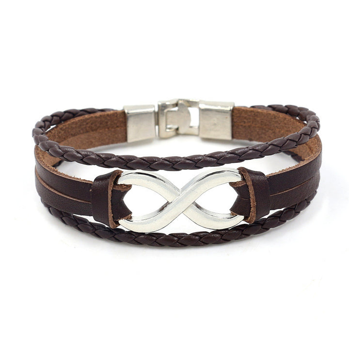 Alloy lucky figure 8 leather bracelet