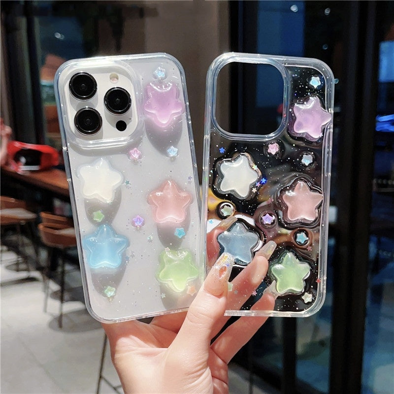 Three-dimensional Little Star Luminous Silicone Phone Case