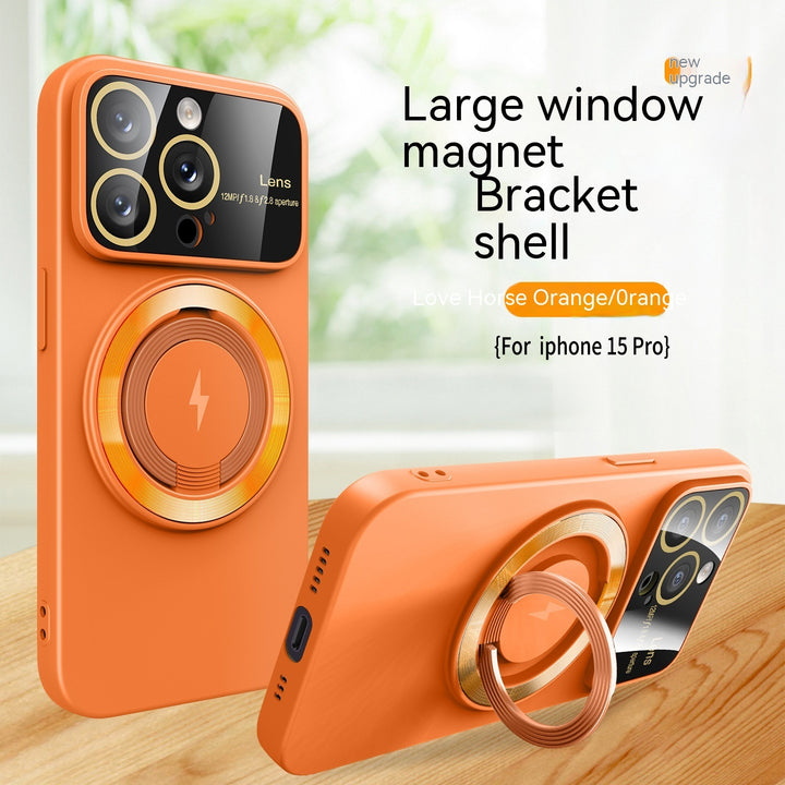 Large Window Magnetic Bracket Rotatable Ring Phone Case