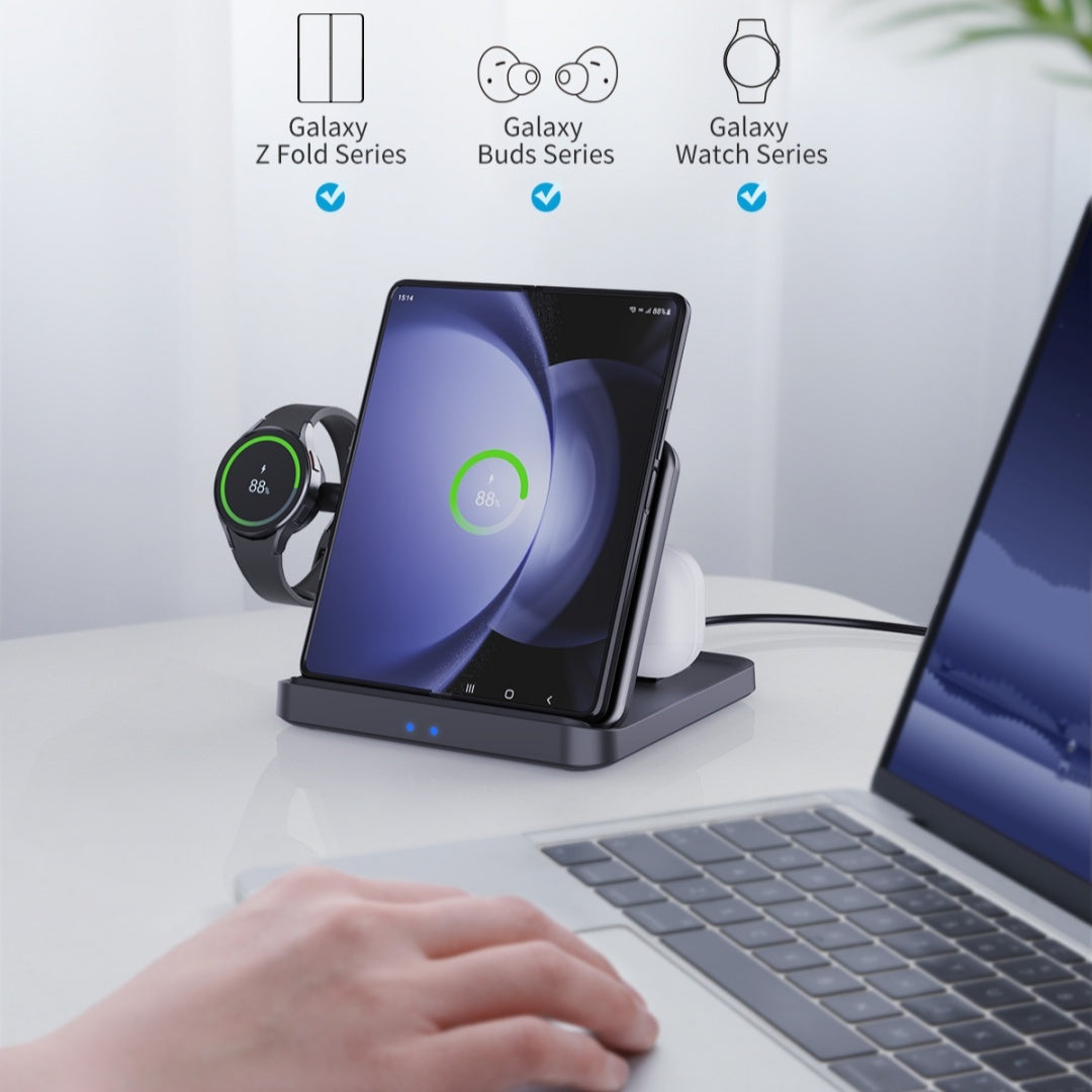 Three-in-one Wireless Charger Foldable Desktop Bracket