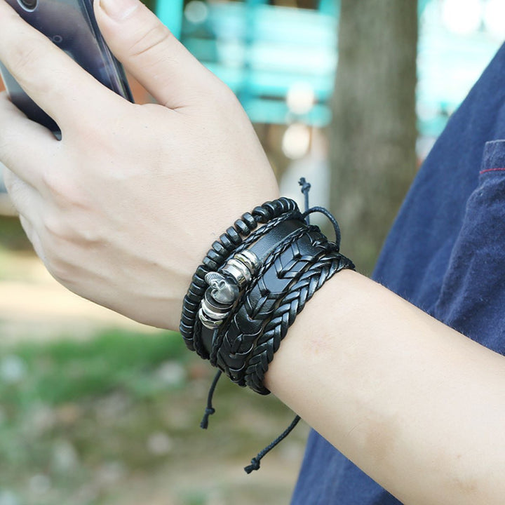 Men's Punk Woven Leather Bracelet