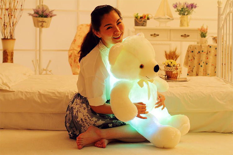 Creative Light Up Teddy Ursuleți umplute Plușă jucărie de pluș colorat de Crăciun strălucitor pentru copii pernă pentru copii