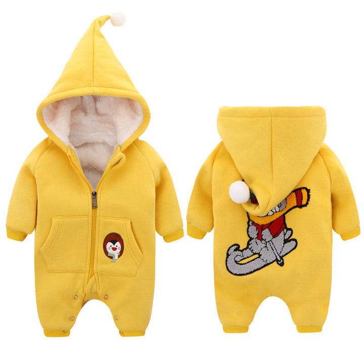 Warm baby onesie with fleece