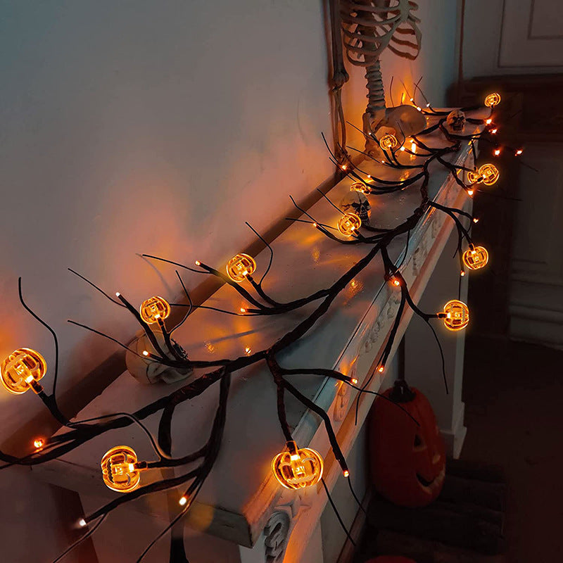 Halloween LED Willow Vine String Light Cool Cartoon Bat Decor de dovleac pentru petreceri în interior în aer liber decor