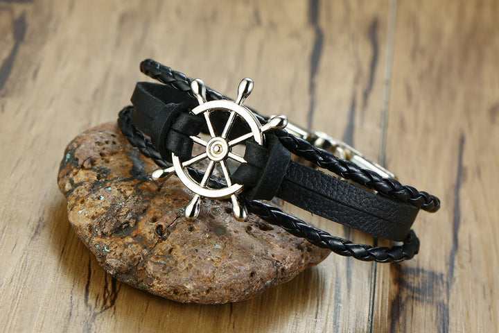 Alloy lucky figure 8 leather bracelet