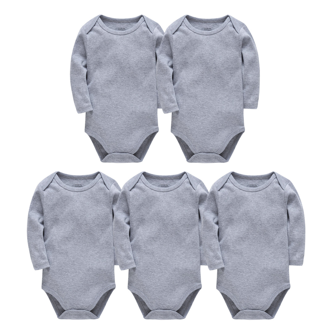 Baby onesies, bumbac pur din bumbac cu mâneci lungi de culoare solidă