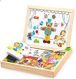 Jucării cu puzzle magnetic din lemn copii 3D Puzzle Figura Animale Animale Scrierea Circului Desen de tablă de învățare a învățării Jucării pentru copii