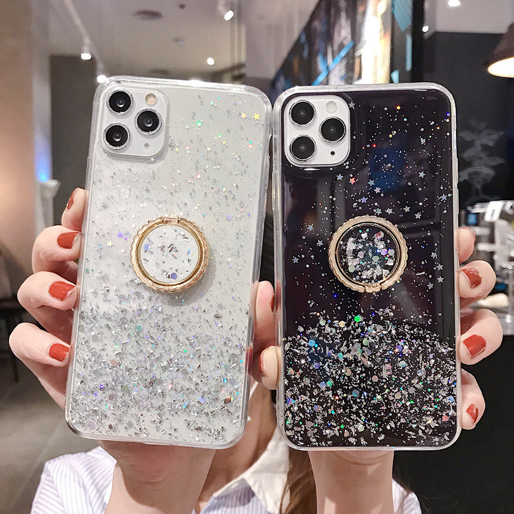 Compatibil cu Apple, Explozive Glitter Glitter Gradient Epoxy Telepure Carcasă 11Promax Telefon XR8plus XS Max Suportul inelului