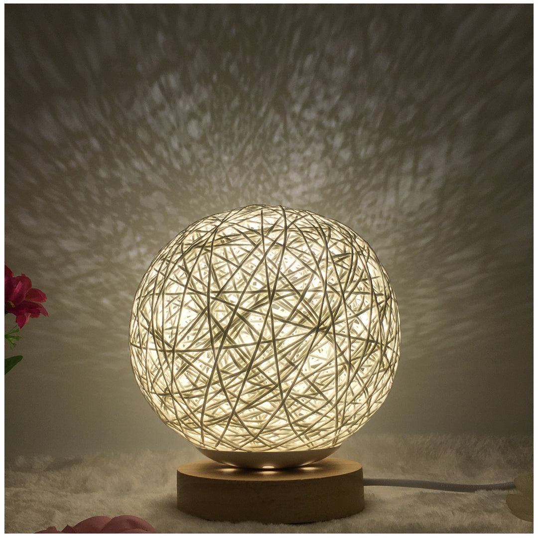 Amazon Hot Selling Creative Linen Table Lamp Novel and Unique LED Intelligent USB7 Color RGB16 Color Remote Control Rattan Ball Lamp