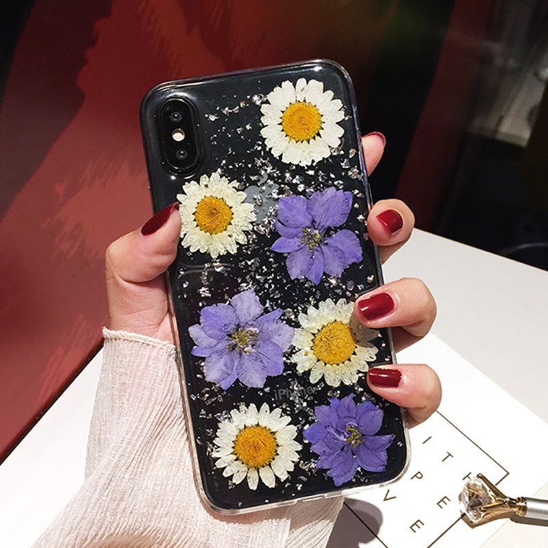 Compatible With Compatible With  , Qianliyao Dried Real Flower Cases For I  XR Case Handmade Clear Soft Back Cover For