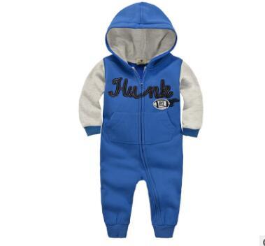 Baby onesies autumn and winter baby clothes baby plus velvet hood long-sleeved romper romper children's clothing