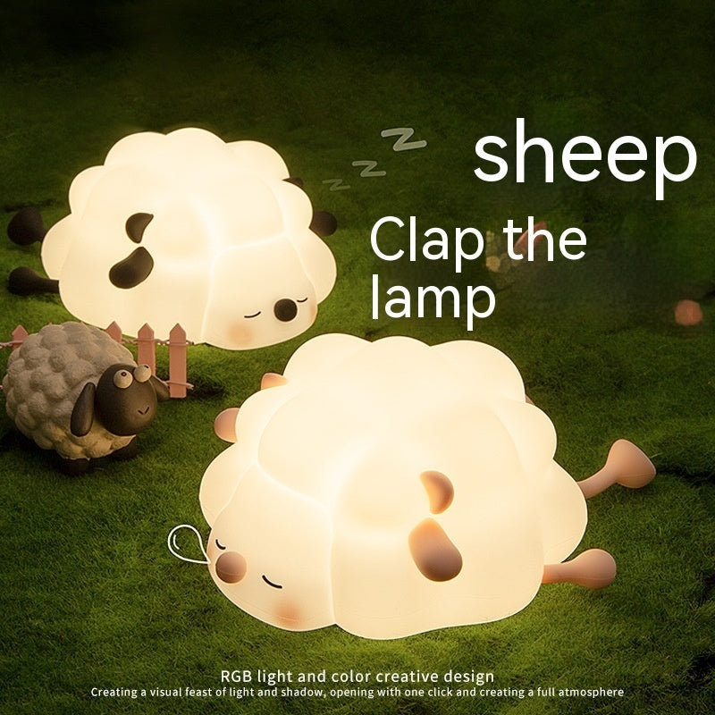 Cute Silicon Lights Night Lights Sheep Lampa dormitor pentru copii pentru copii decor de cameră reîncărcabilă Timpul de cronometrare Lumina de noapte Lumina de noapte