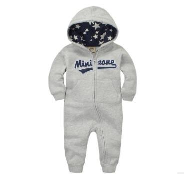 Baby onesies autumn and winter baby clothes baby plus velvet hood long-sleeved romper romper children's clothing