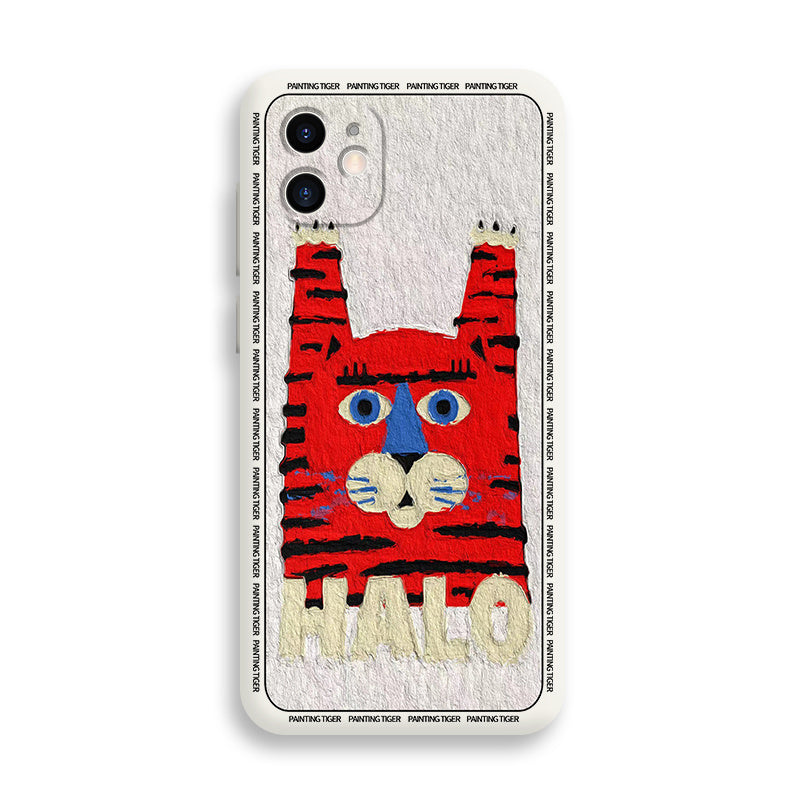 Liquid Silicone Personality Creative Couple Hello Tiger Mobile Phone Case