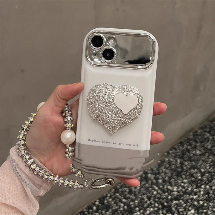 Korean Style Ins High-grade Silver White Portable Phone Case