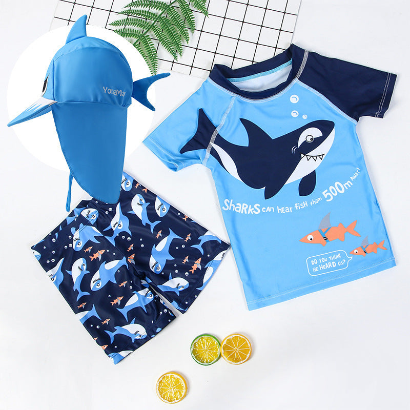 Shark sunblock quick-drying boy's swimsuit