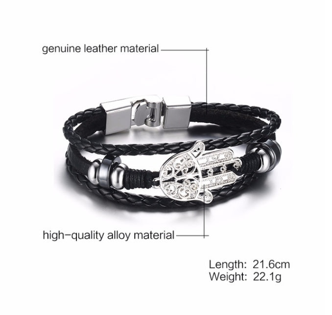 Alloy lucky figure 8 leather bracelet