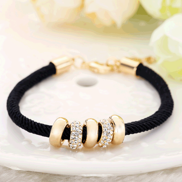 New Unisex Trendy Electroplating Process Black Rope Bracelet