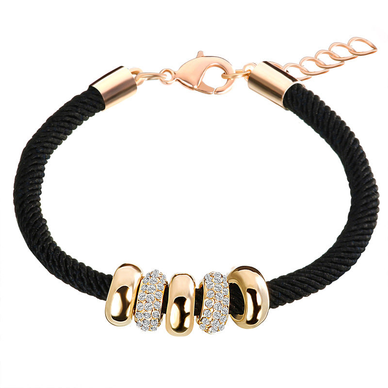 New Unisex Trendy Electroplating Process Black Rope Bracelet