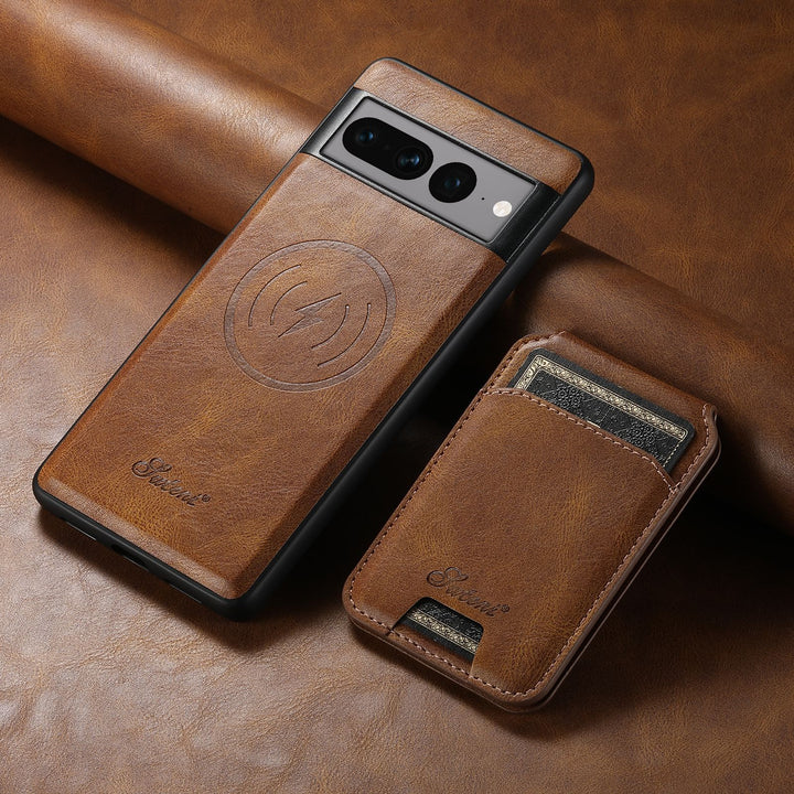 Card-inserting Leather Magnetic Phone Case