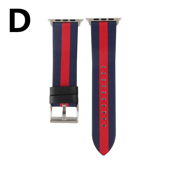 Leather Watch Strap With Flag Pattern