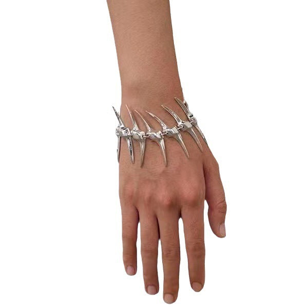 Couple Original Fashion Same Style Silver Thorn Horn Fishbone Bracelet